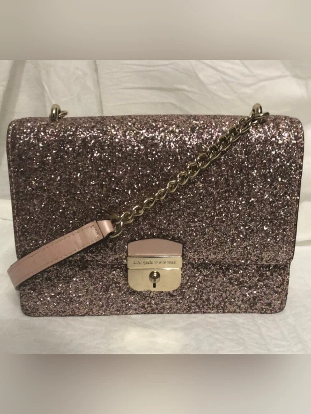 Kate Spade glitter crossbody bag in rose
